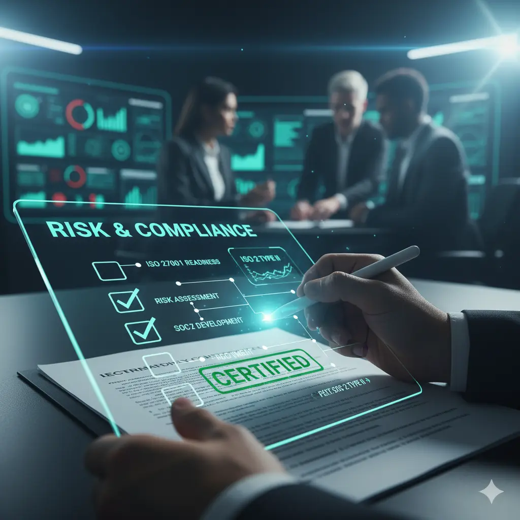 A formal document with a checklist, representing risk and compliance.